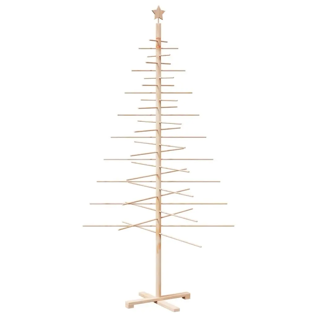 Wooden Christmas Tree Decoration 210cm Solid Pine Wood Stand Disassemblable