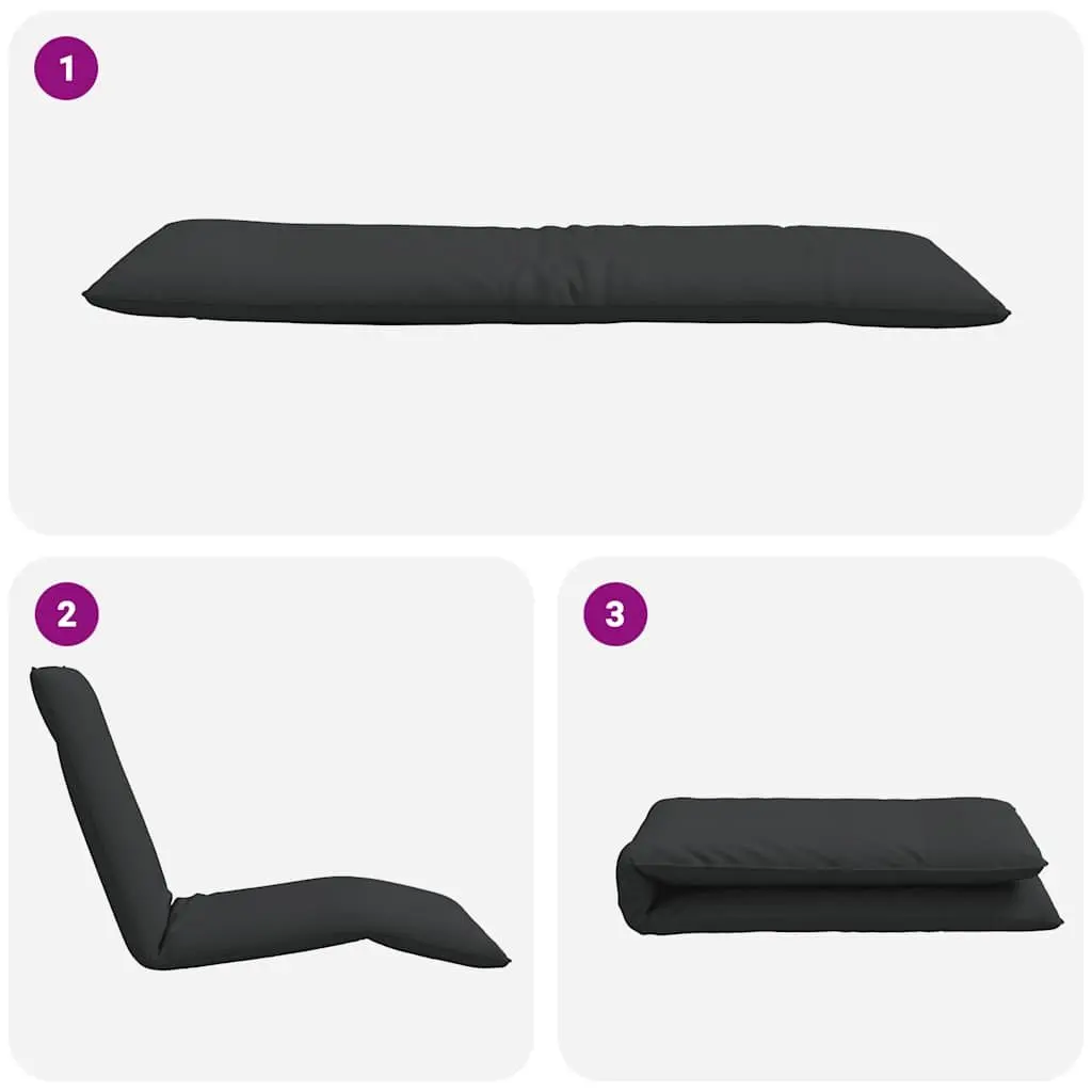 Folding Sun Lounger Metal Frame 175 x 54 x 8.5 cm Black Oxford Fabric 5 Positions