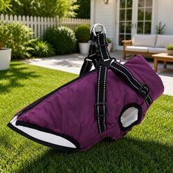 Dog Coat with Built-in Harness Waterproof Reflective Winter Jacket Pet Apparel M