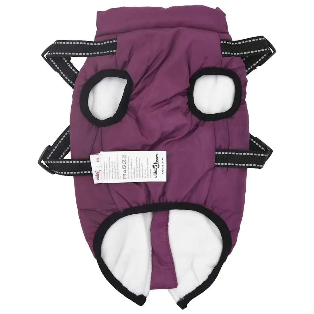 Dog Coat with Built-in Harness Waterproof Reflective Winter Jacket XL Purple
