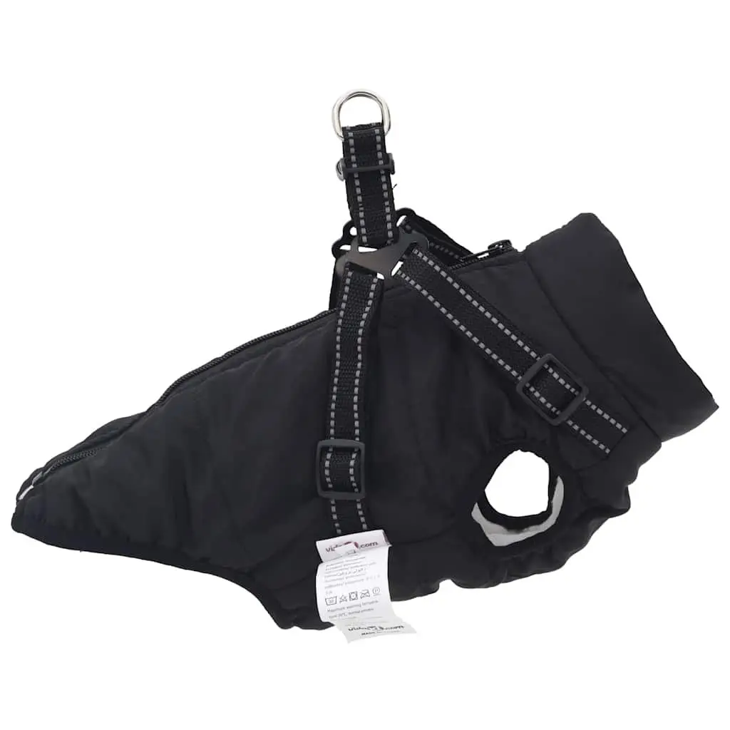 Dog Coat with Built-in Harness Waterproof Reflective Winter Jacket XL Black
