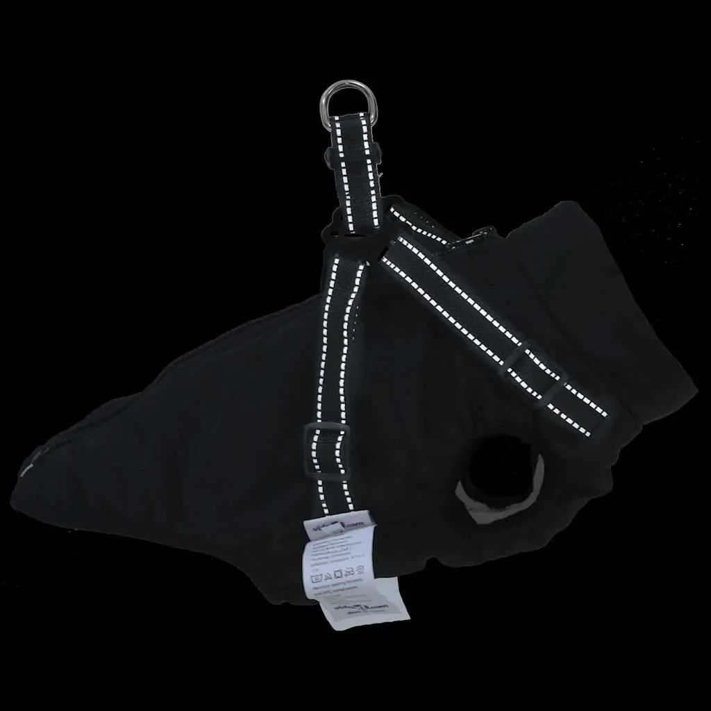 Dog Coat with Built-in Harness Waterproof Reflective Winter Jacket XL Black