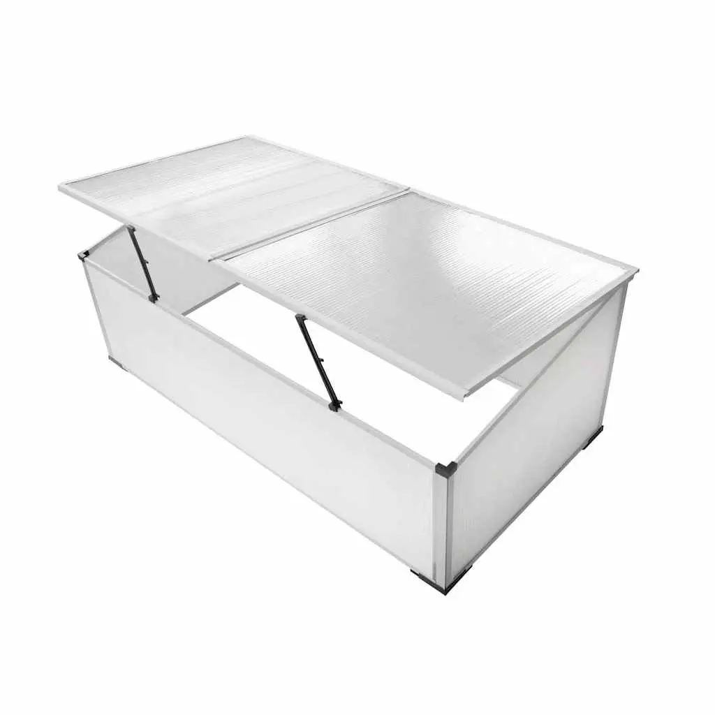Mini Greenhouse Cold Frame Polycarbonate Transparent 110x41x55cm 2 Lids Plant Protection