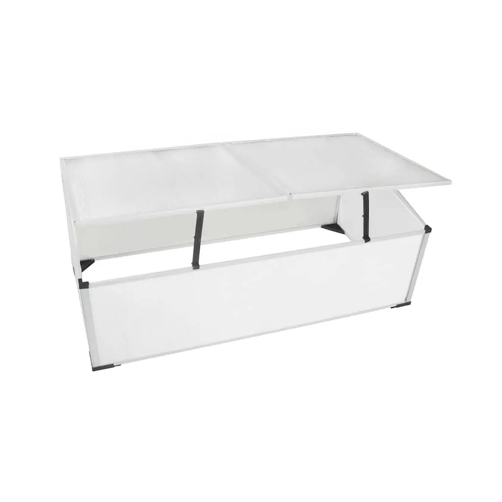Mini Greenhouse Cold Frame Polycarbonate Transparent 110x41x55cm 2 Lids Plant Protection