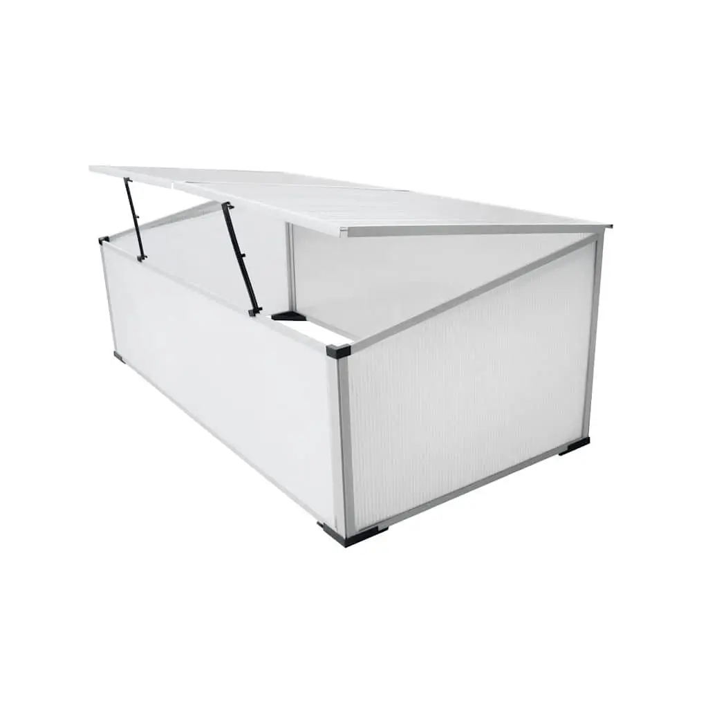 Mini Greenhouse Cold Frame Polycarbonate Transparent 110x41x55cm 2 Lids Plant Protection