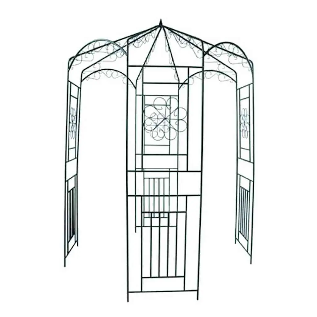 Garden Arch Wrought Iron 250cm Dark Green Climbing Rose Trellis Structure