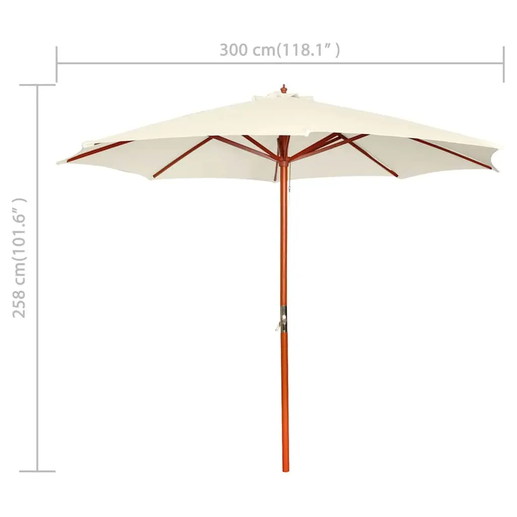 Garden Umbrella Shade Canopy Outdoor White 258x300cm Hardwood Frame Rot-Proof Polyester