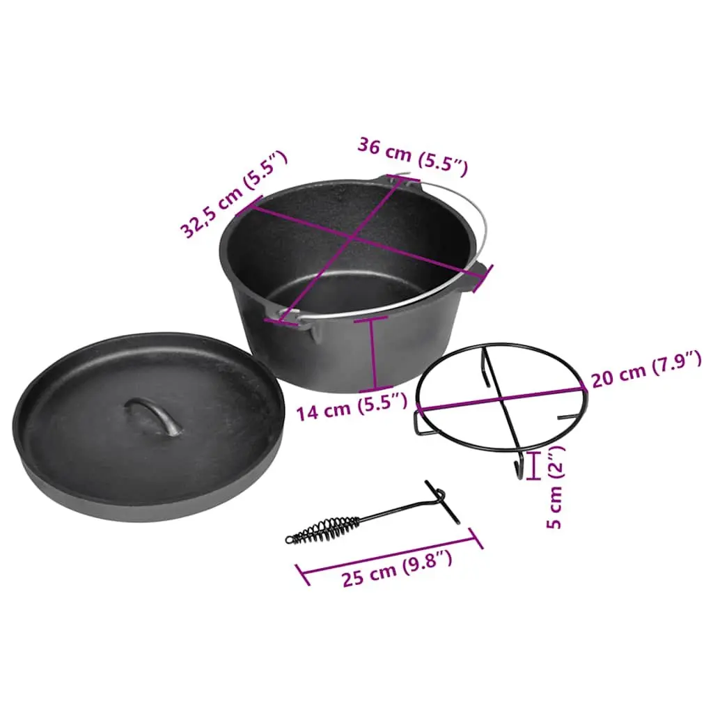 9QT Dutch Oven Cooking Pot Black Camping Cookware Casserole Stew Roast with Carry Case