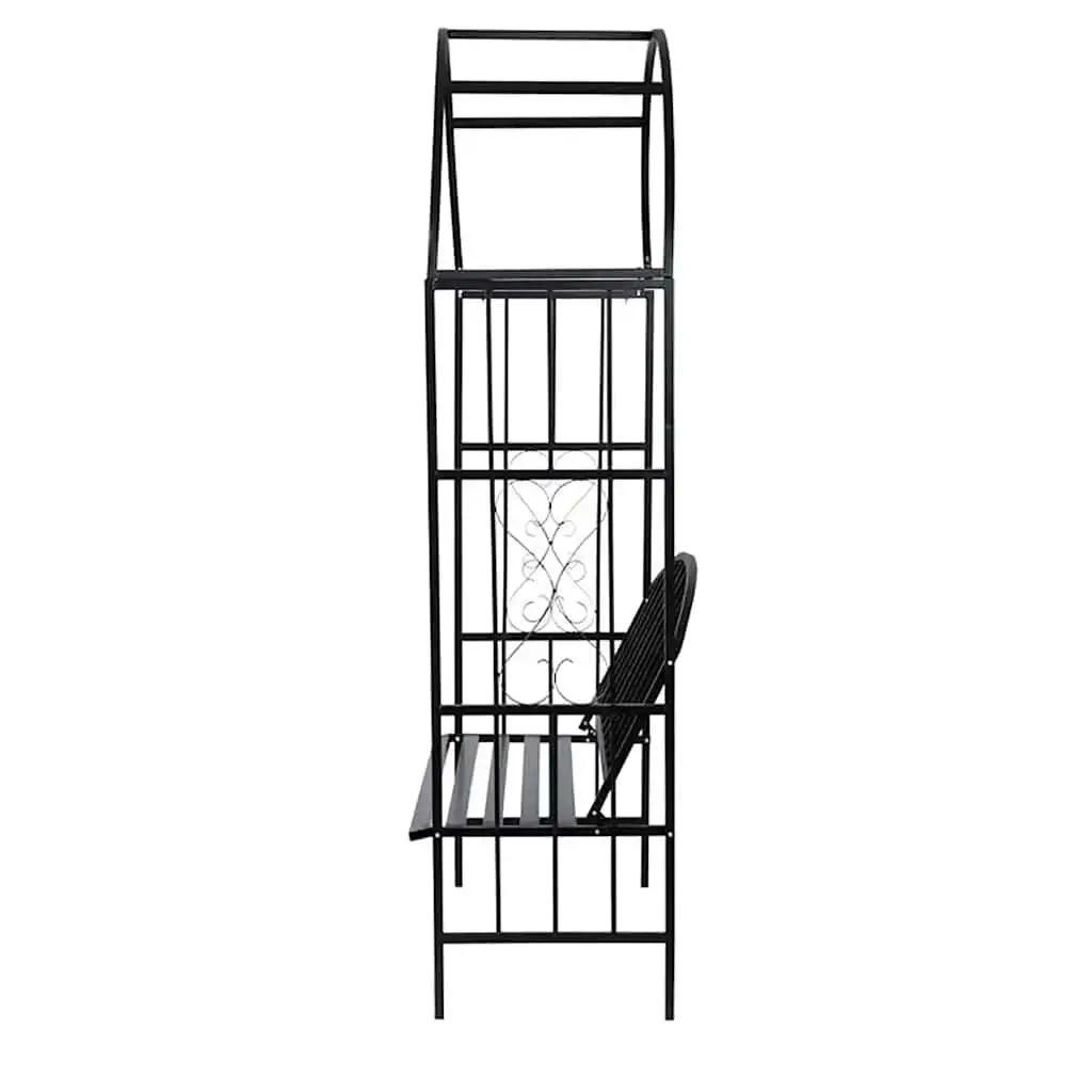 Garden Arch Bench Outdoor Structure Metal Black