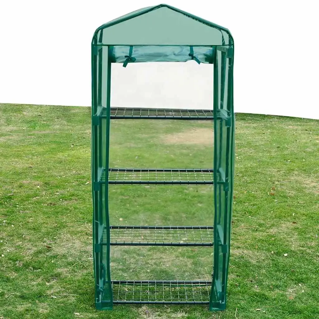 Greenhouse Powder-coated Steel 69 x 32 x 160 cm Green with 4 Shelves