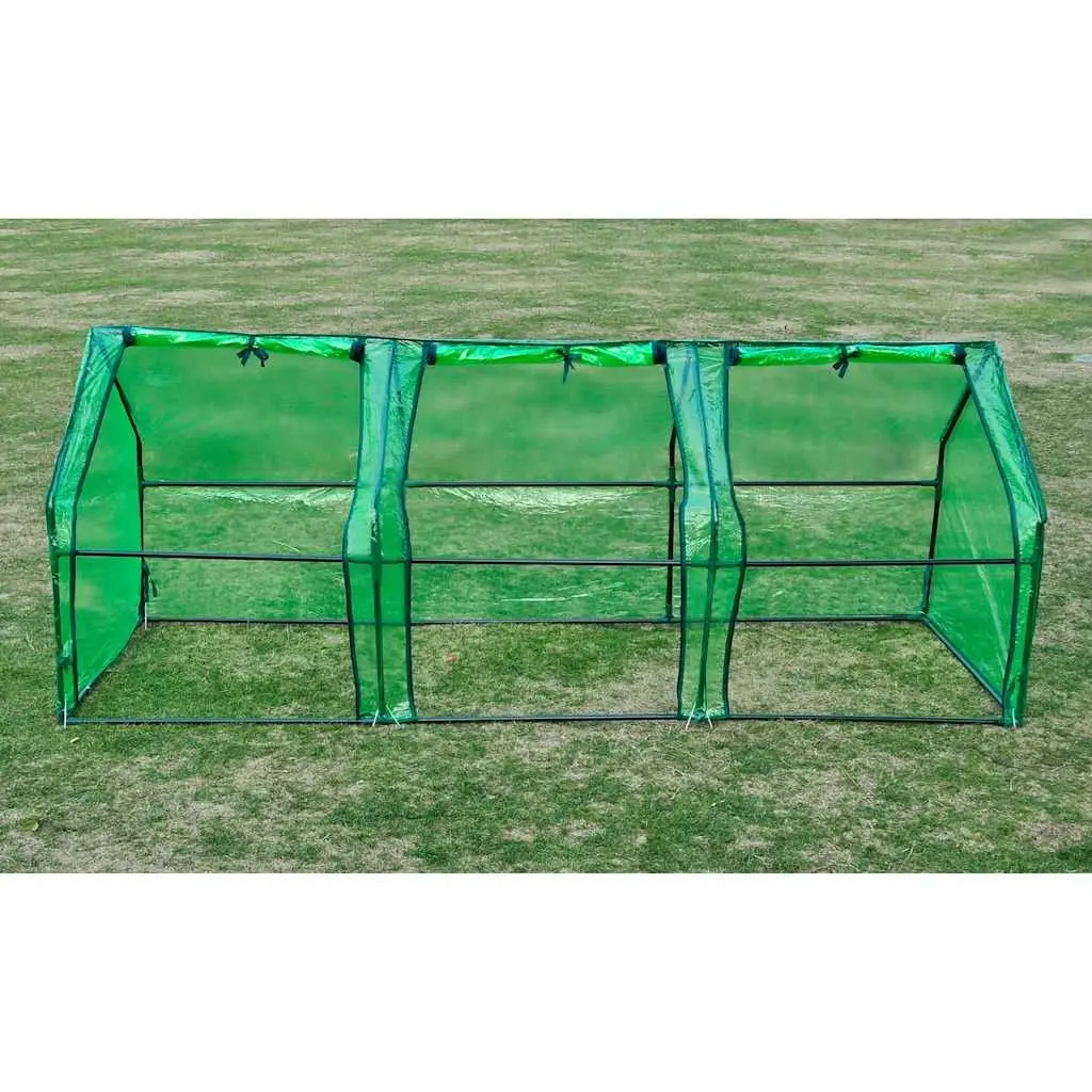 Greenhouse 3 Door Tear Resistant Green Cover UV Protected Powder Coated Steel Garden Plant Shelter