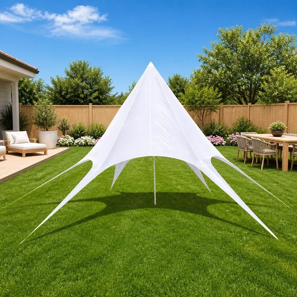 Hexagon Star Gazebo Pavilion Oxford Fabric 10m White Outdoor Canopy