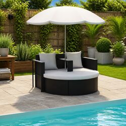 Practical Rattan Lounge Bed Set for Outdoor Use