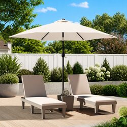 Garden Parasol 3m White Outdoor Sunshade UV Protection Tilt Steel Pole Shade