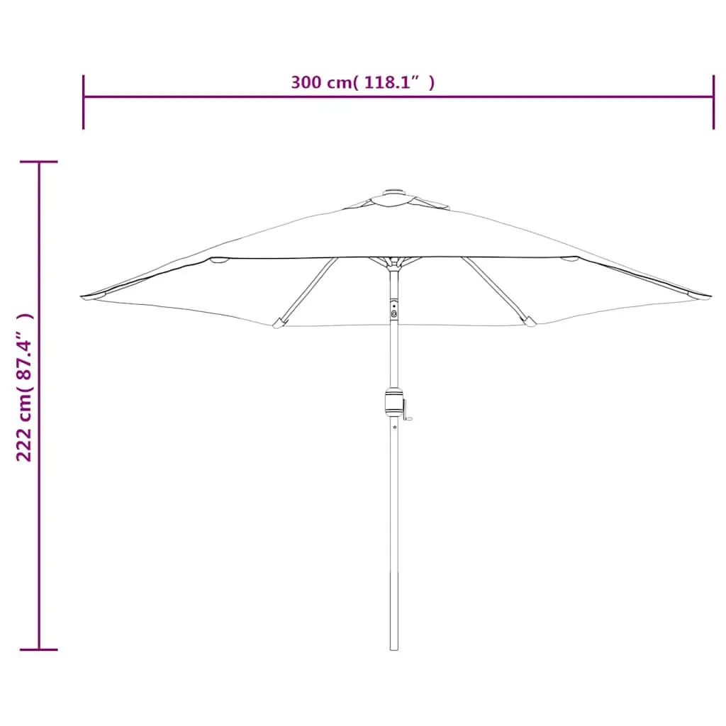 Garden Parasol Steel 3m White UV Protection Outdoor Sunshade