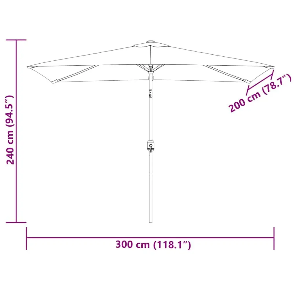 Garden Parasol Rectangular UV Protection 200 x 300 cm White Polyester Steel