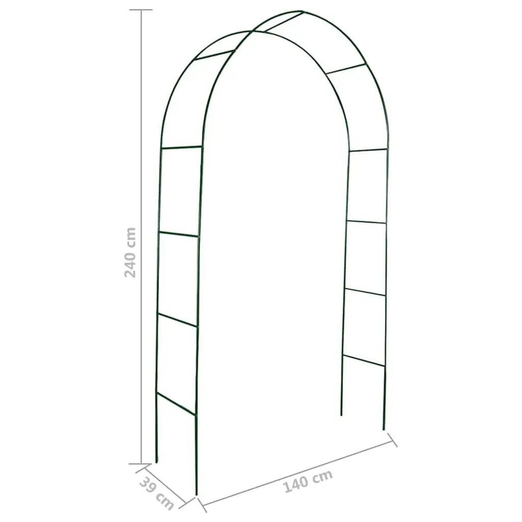 Garden Arch Iron Green 2.4m Height 1.4m Width 2 pcs Climbing Plants Outdoor Trellis Support Structure