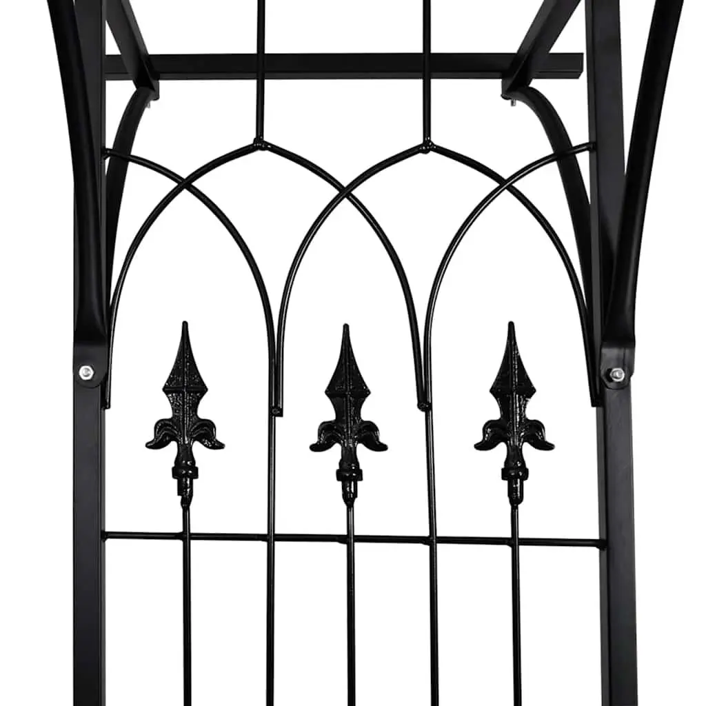 Climbing Plant Support Frame Durable Iron Garden Arch Black 200cm Wide Outdoor Structure