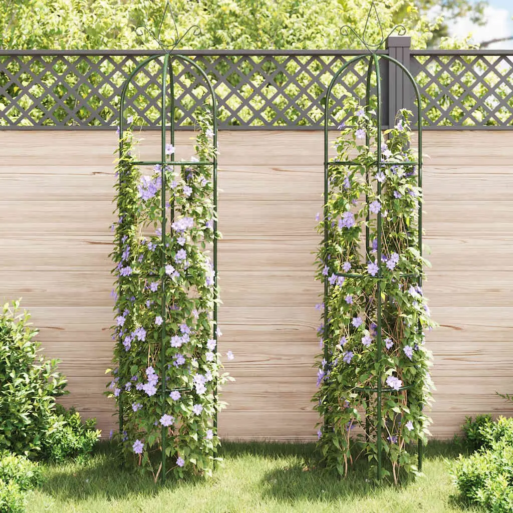 Garden Arch Towers Iron 2 Pieces Green Climbing Plants Outdoor Patio Trellis