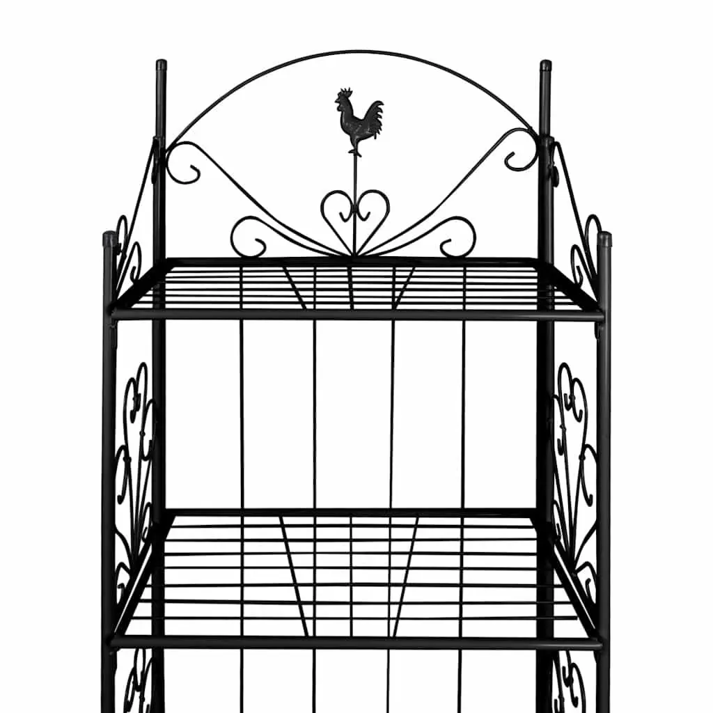 4-Tier Steel Plant Rack Black Flower Display Stand Garden Patio Shelf