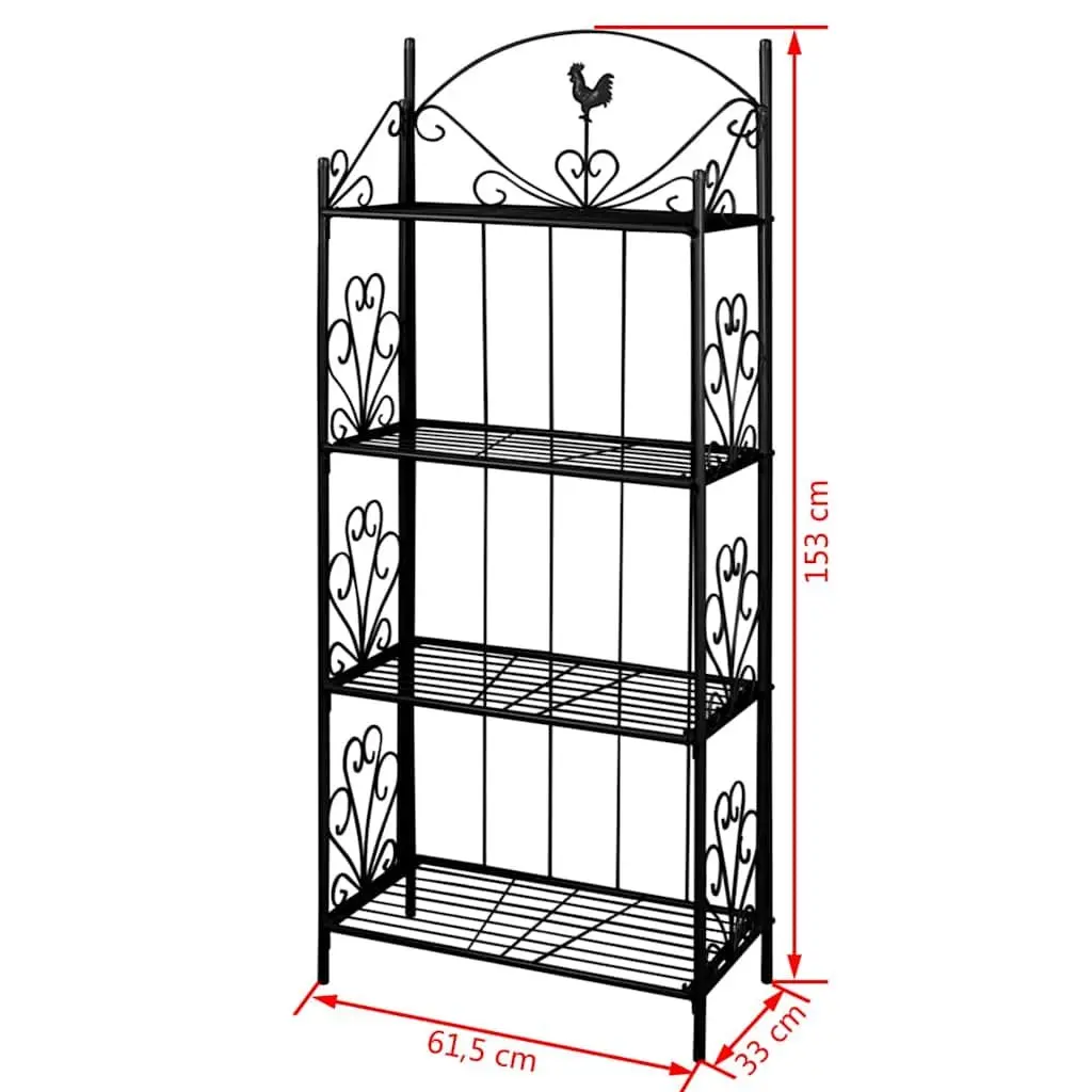 4-Tier Steel Plant Rack Black Flower Display Stand Garden Patio Shelf