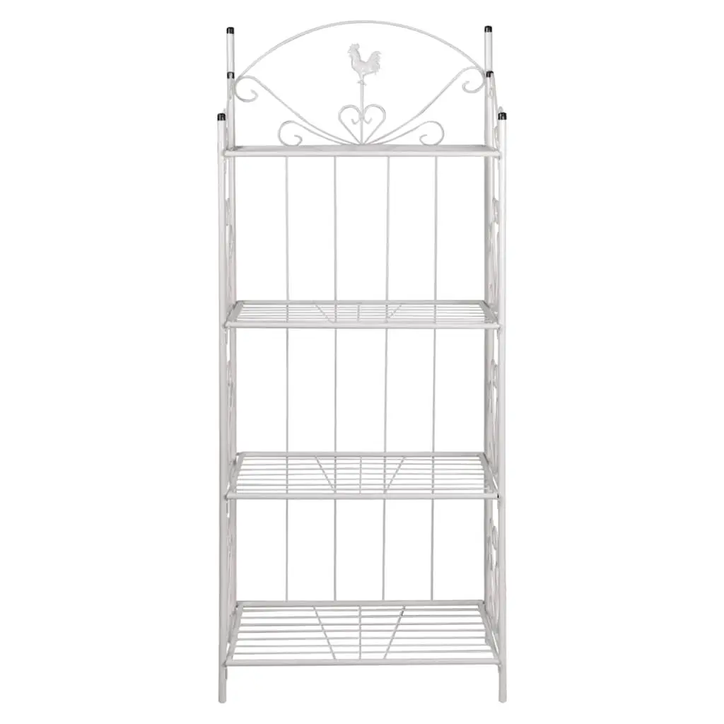 4-Tier Plant Rack Steel White Flower Pattern 153 cm