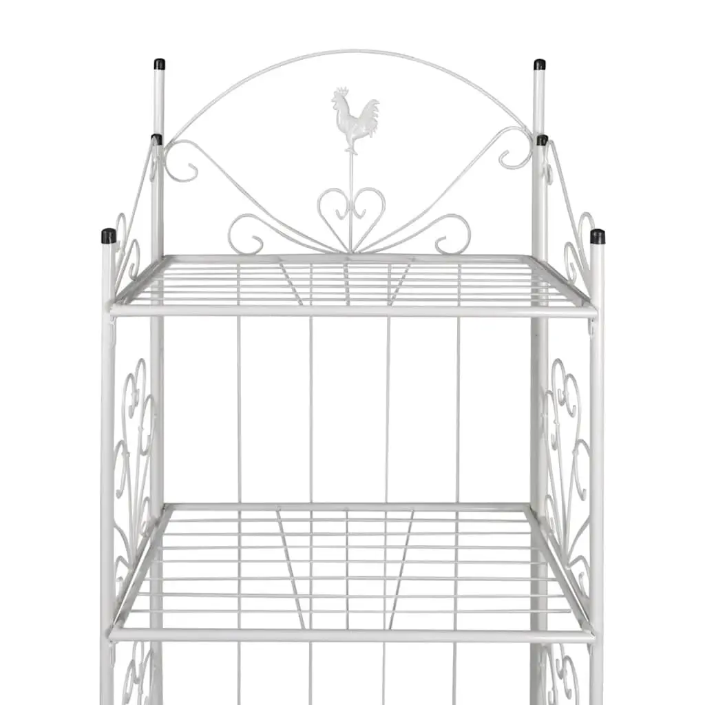4-Tier Plant Rack Steel White Flower Pattern 153 cm