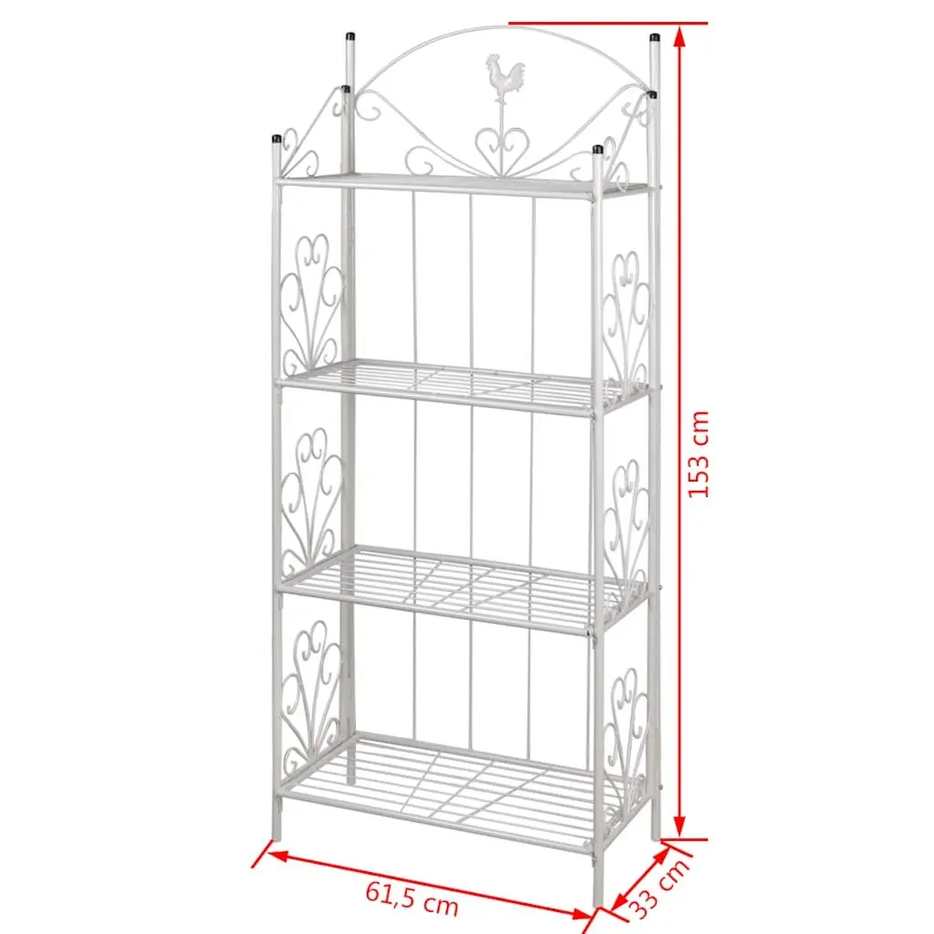 4-Tier Plant Rack Steel White Flower Pattern 153 cm