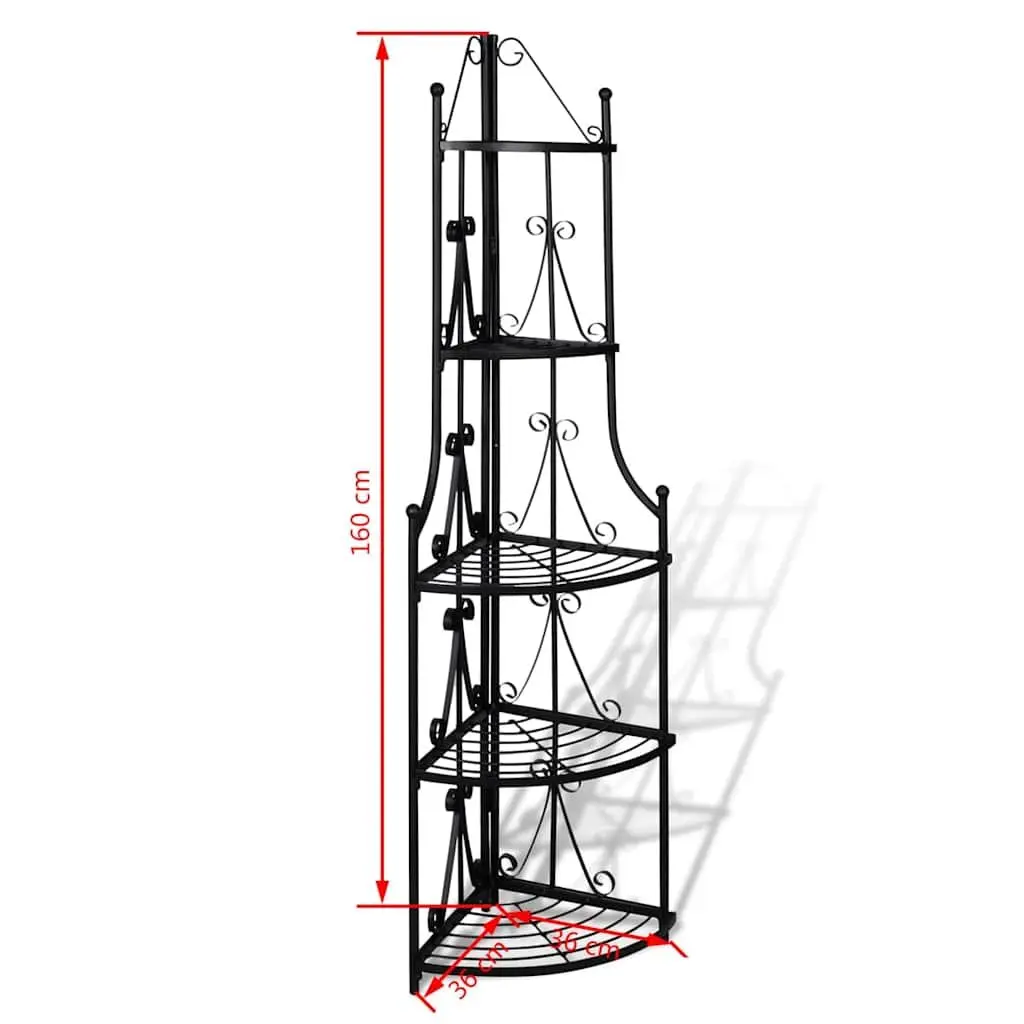 5-Tier Corner Plant Rack Steel 160cm Black