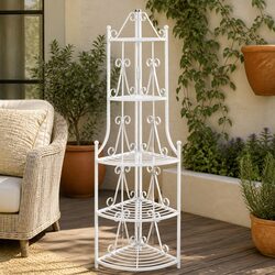 Versatile White Corner Rack for Indoor and Outdoor Use