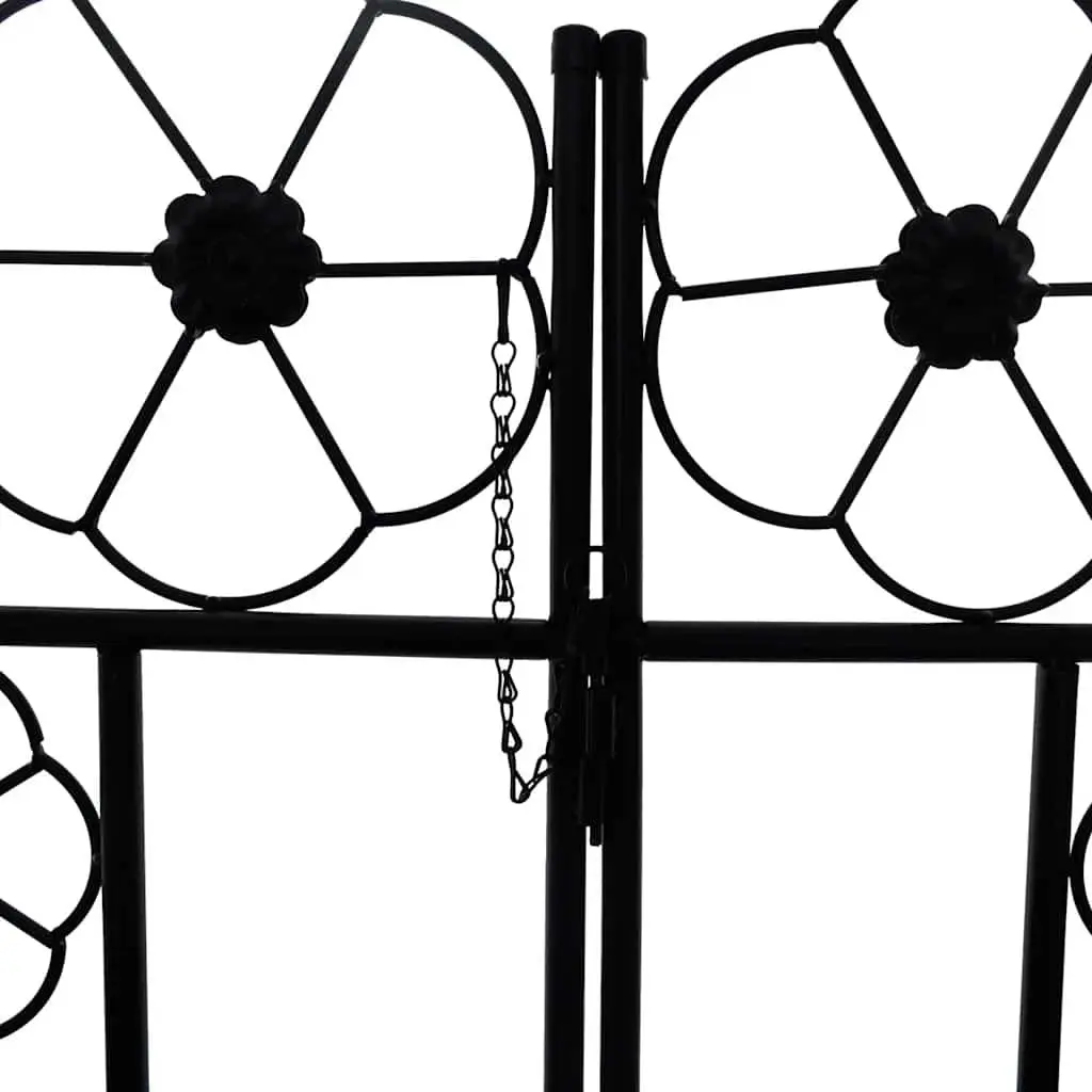 Garden Arch with Door Iron Black Outdoor Trellis for Climbing Plants Roses