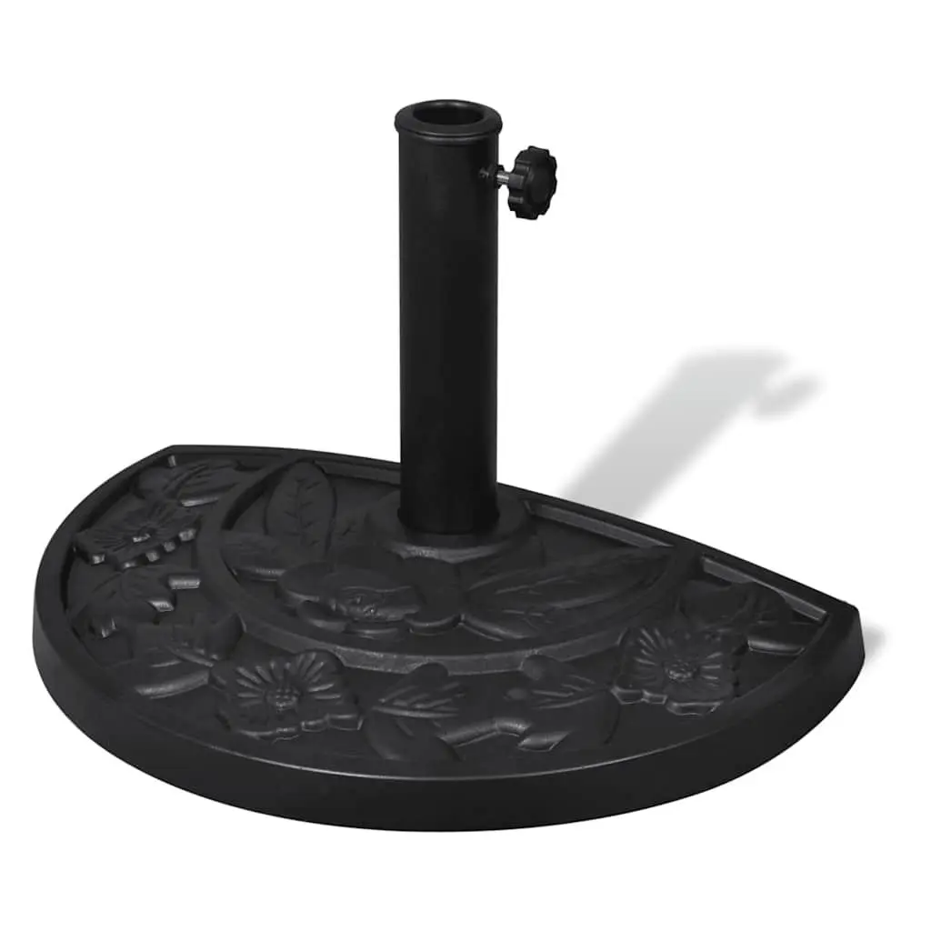 Half Round Outdoor Umbrella Stand Resin Black Durable Garden Patio Base
