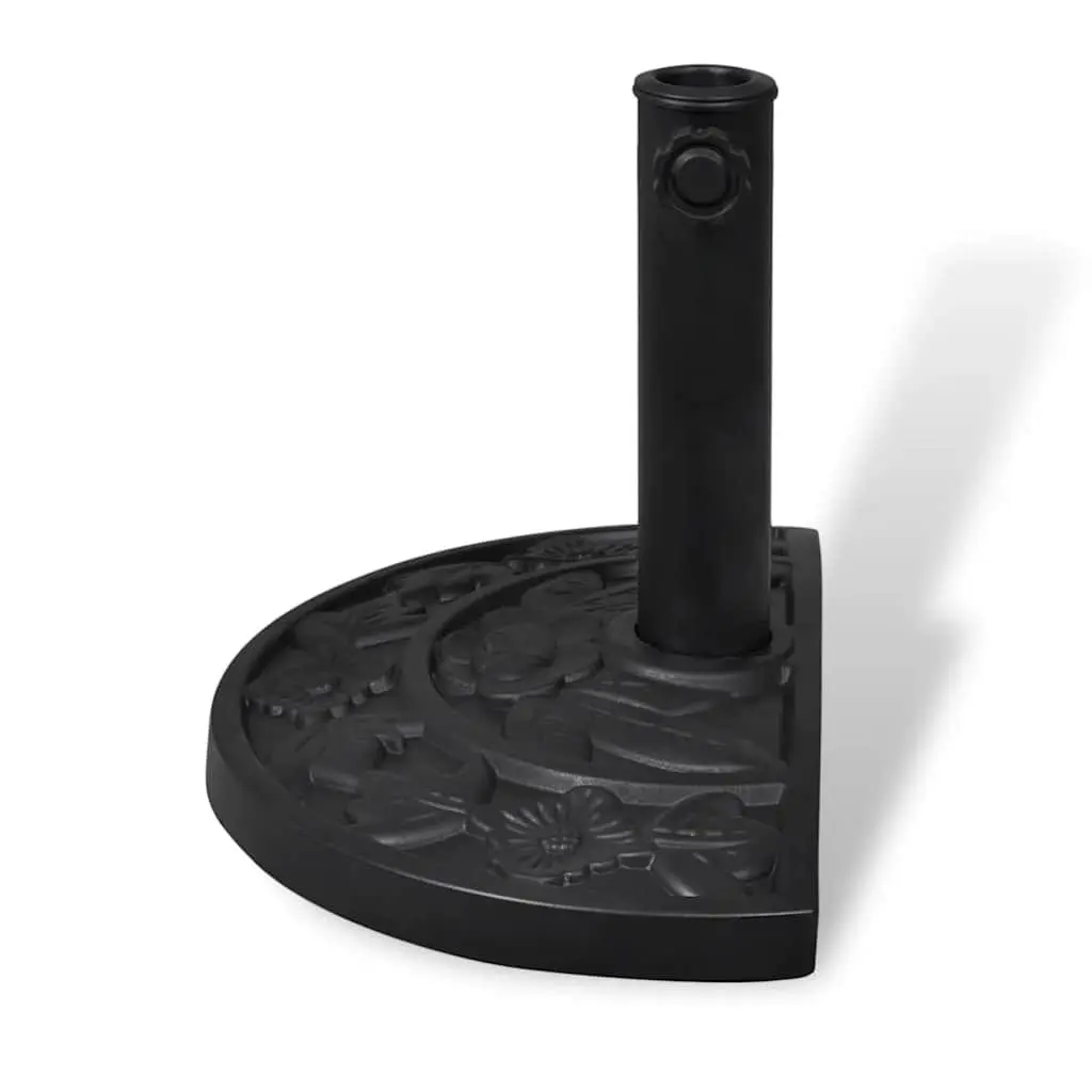 Half Round Outdoor Umbrella Stand Resin Black Durable Garden Patio Base