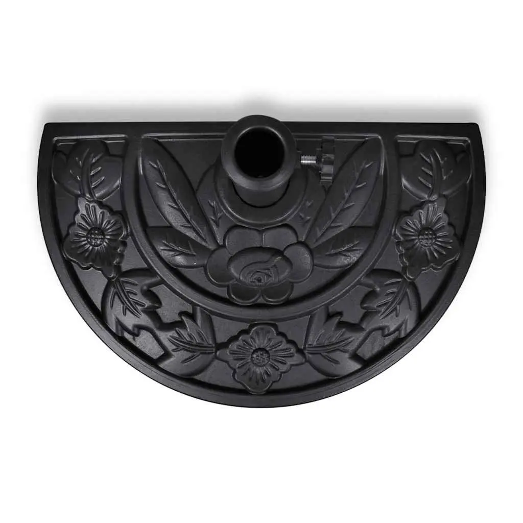 Half Round Outdoor Umbrella Stand Resin Black Durable Garden Patio Base