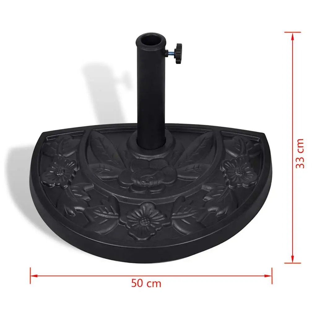 Half Round Outdoor Umbrella Stand Resin Black Durable Garden Patio Base