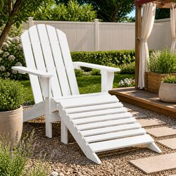 Wooden Patio Chair with Ottoman for Everyday Use