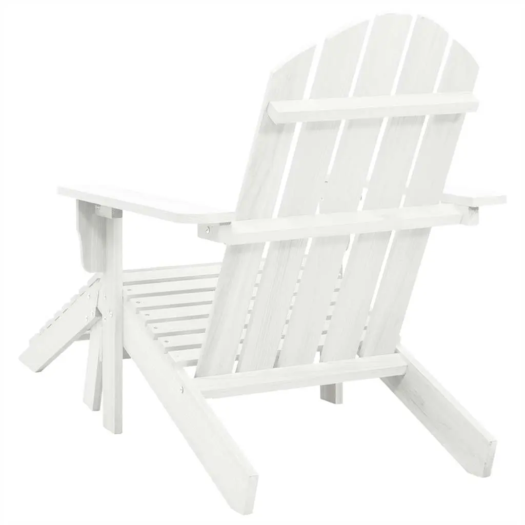 Garden Chair Solid Hardwood White Outdoor Armchair with Ottoman