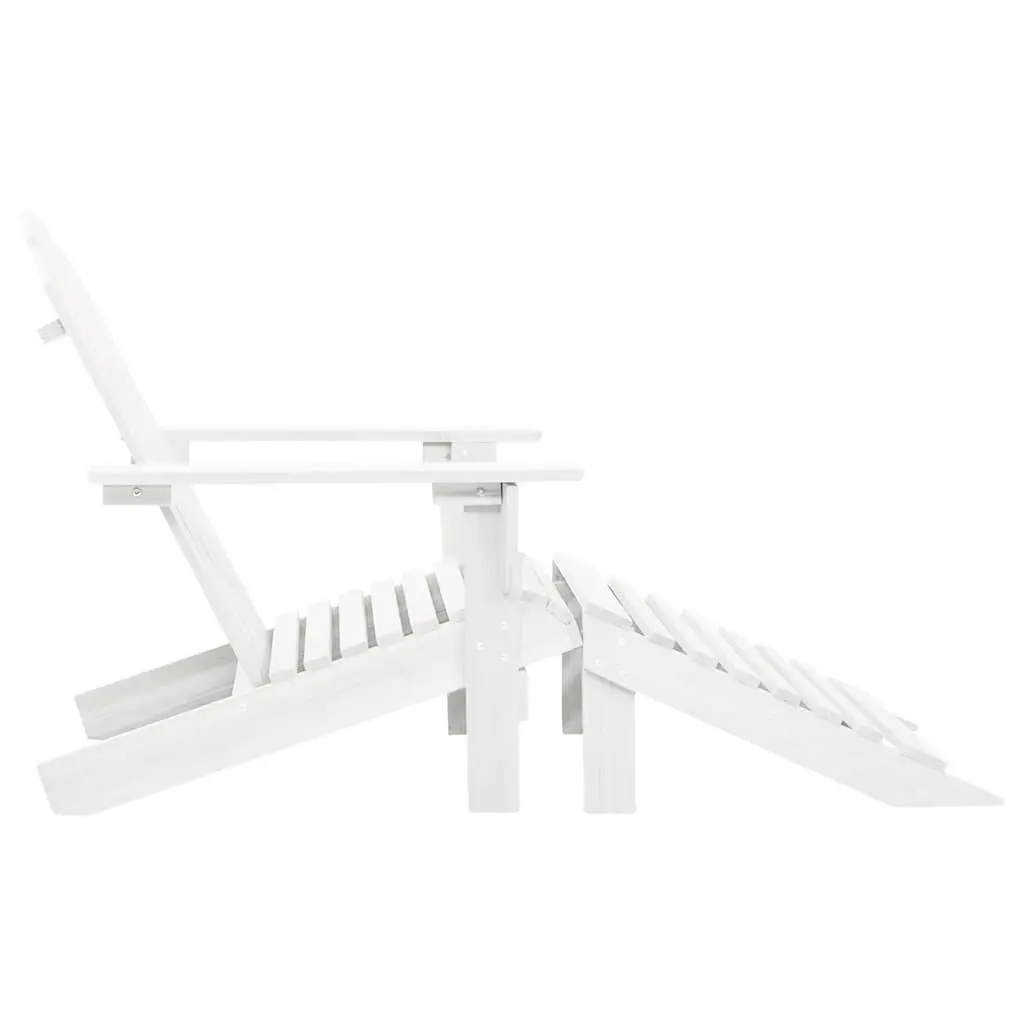 Garden Chair Solid Hardwood White Outdoor Armchair with Ottoman
