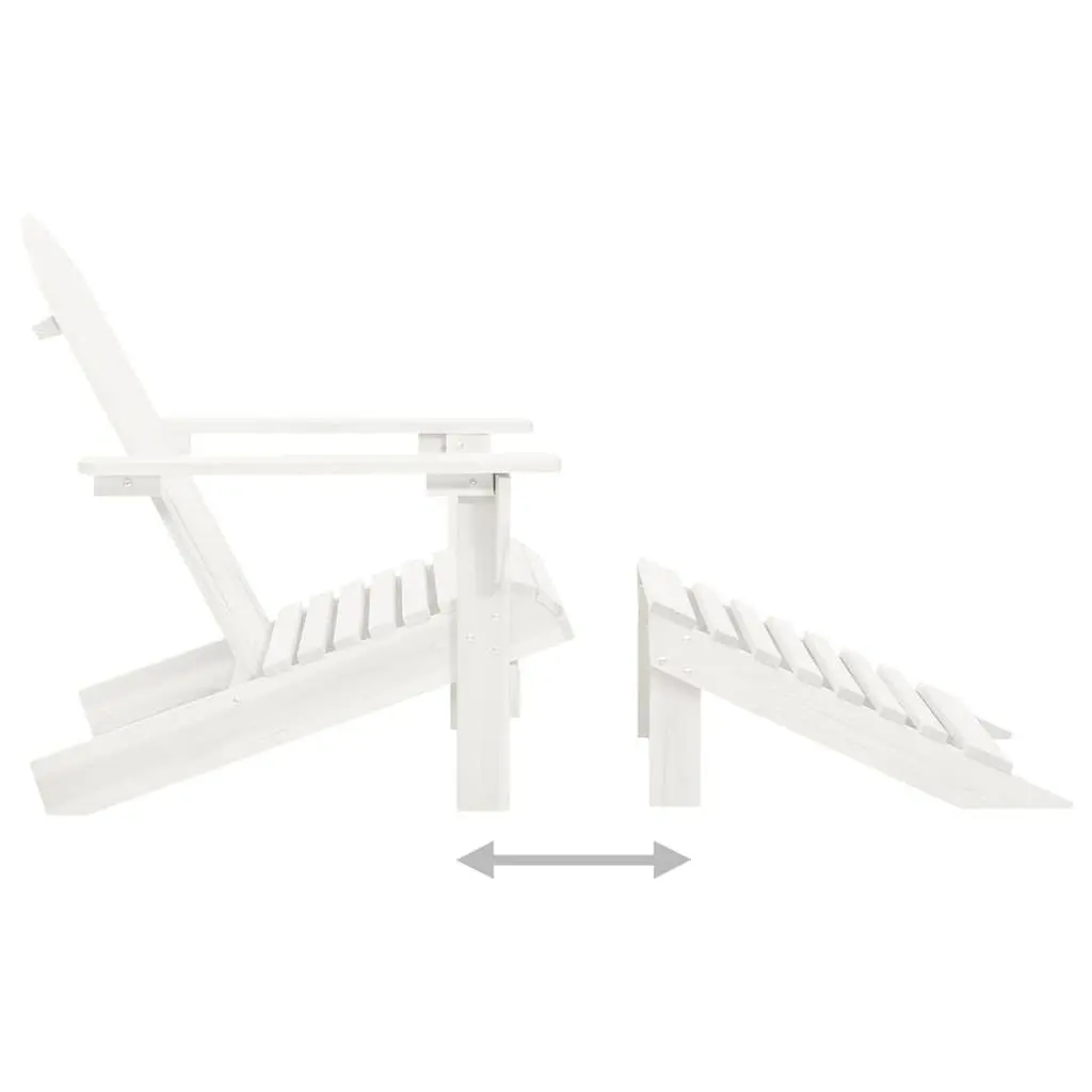 Garden Chair Solid Hardwood White Outdoor Armchair with Ottoman