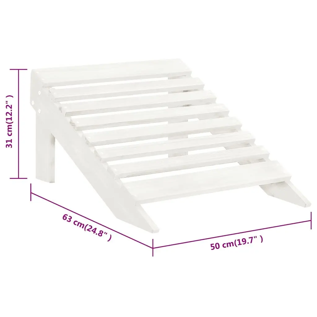 Garden Chair Solid Hardwood White Outdoor Armchair with Ottoman