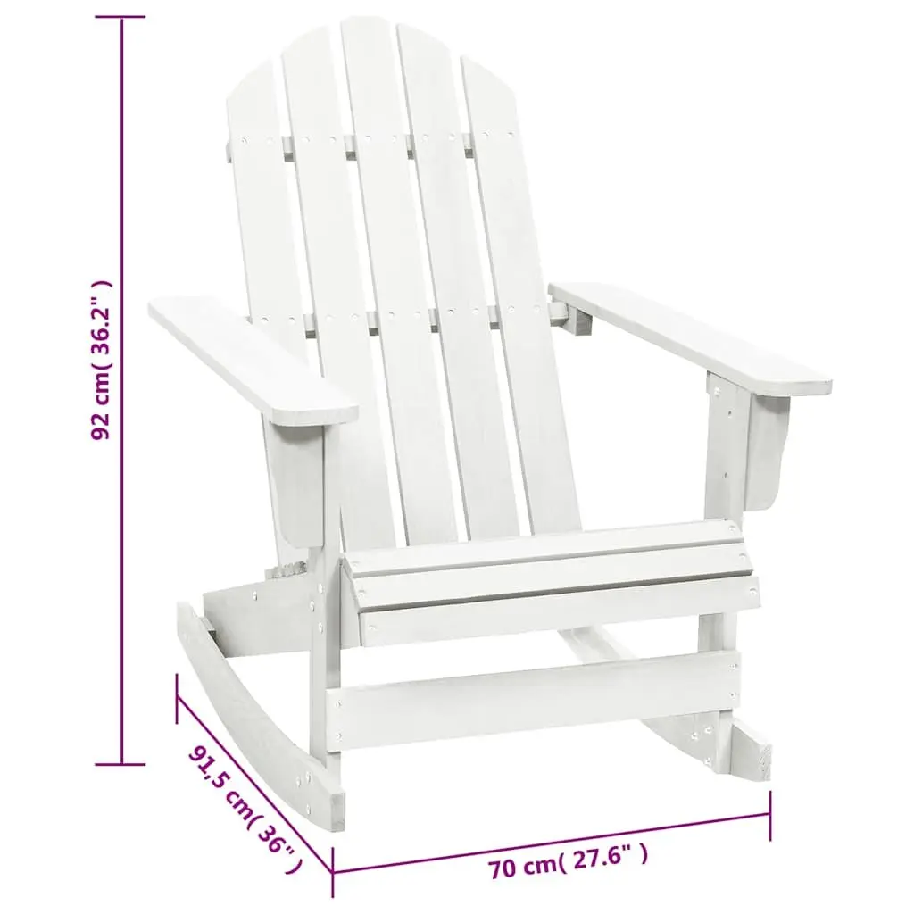 Wooden Garden Rocking Chair Outdoor Patio Armchair Solid Hardwood White