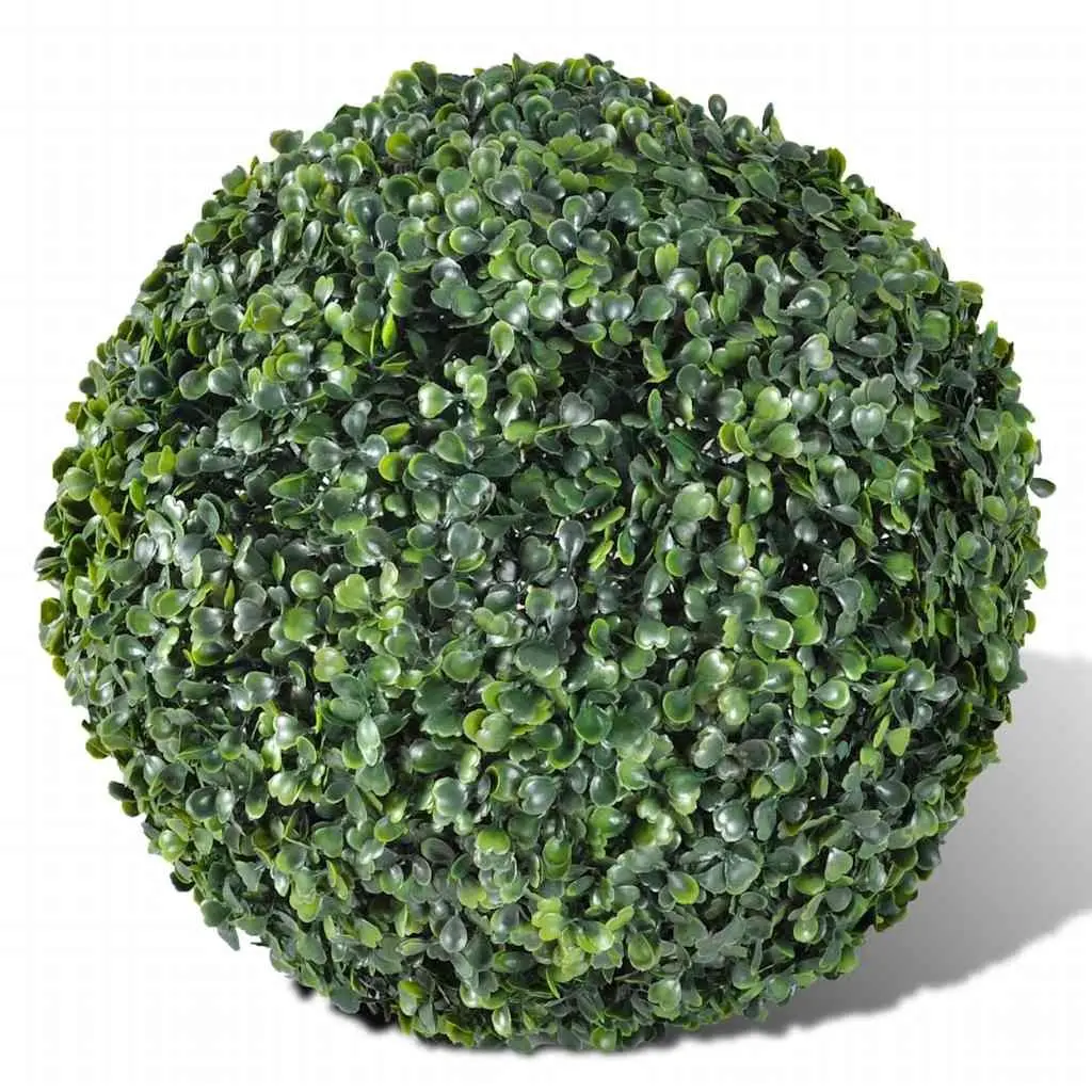 Artificial Topiary Ball Green 27cm Plastic Set of 2 Indoor Outdoor Home Garden Decor
