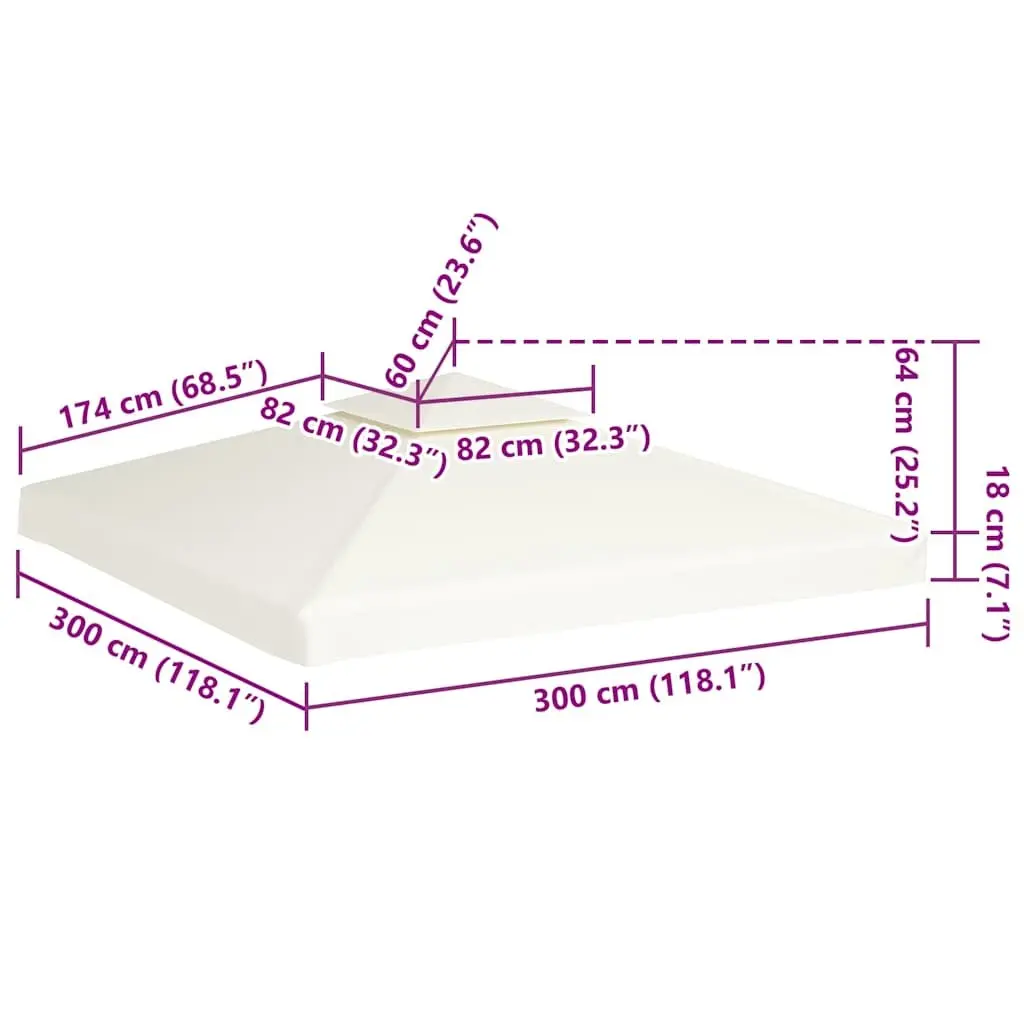 Canopy Top Cover Replacement Waterproof 3x3m PVC Coated White Outdoor Garden Shade