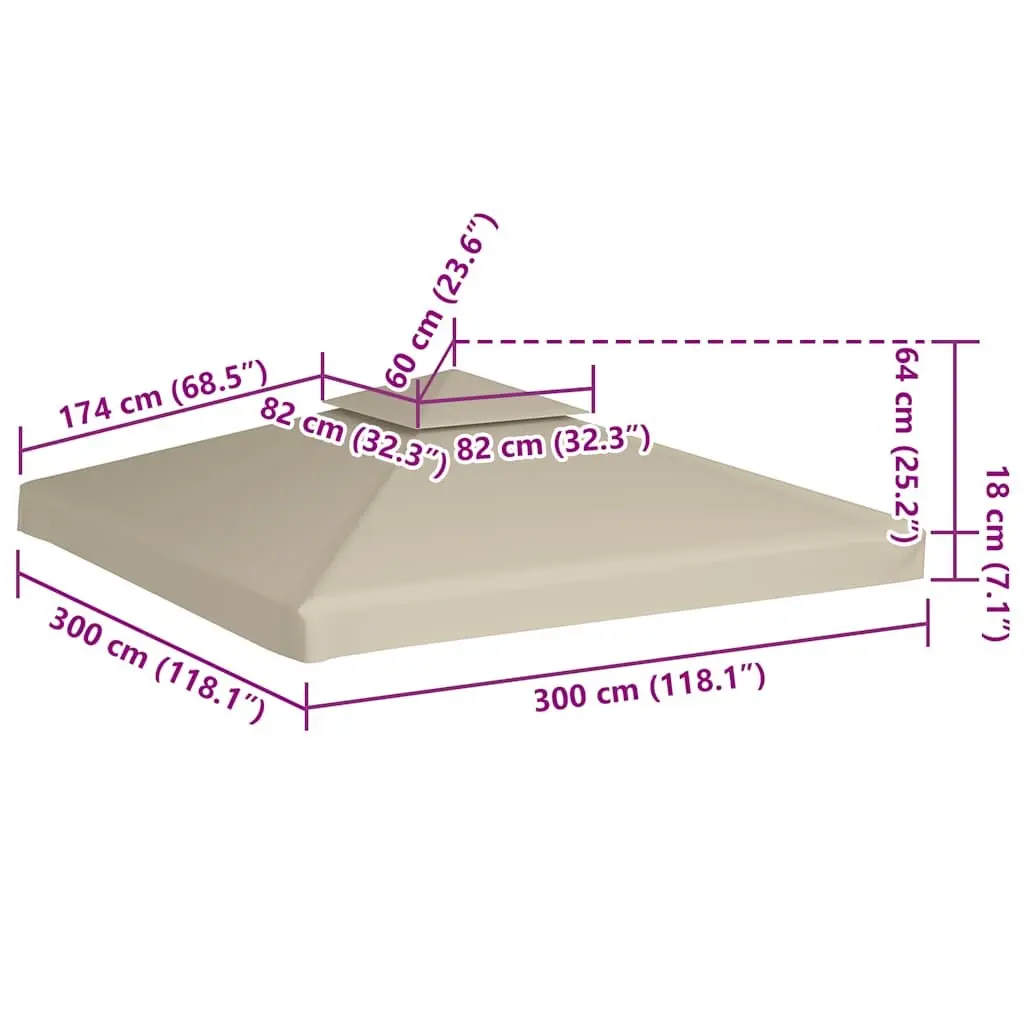 3x3m Beige Gazebo Canopy Replacement Cover
