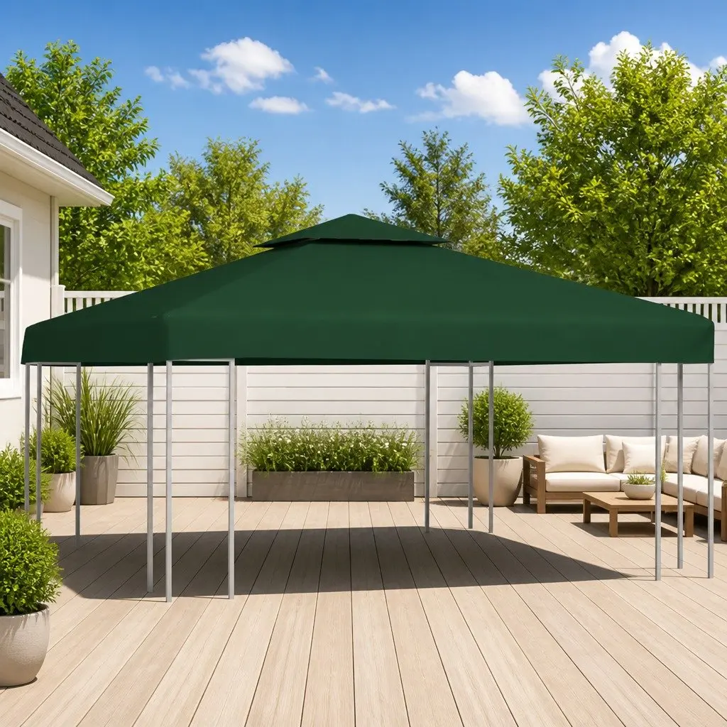 Gazebo Canopy Cover Replacement PVC Coated 3x3m Outdoor Shade Shelter Green