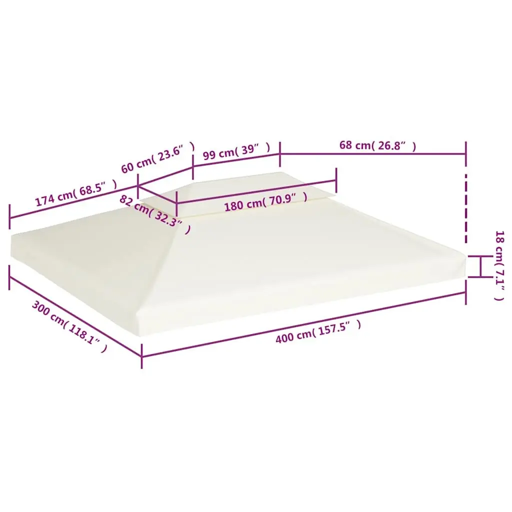 Water-Resistant Gazebo Canopy Top Cover Replacement Cream White 3m x 4m 310gsm with Grommet Rings for Drainage