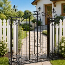 Practical Black Wrought Iron Garden Gate for Any Space