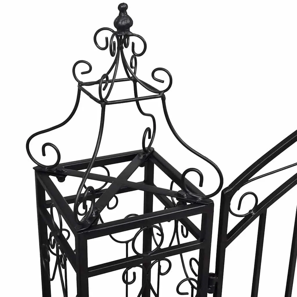 Ornamental Wrought Iron Garden Gate Black Outdoor Fencing Barrier 122x20.5x134cm