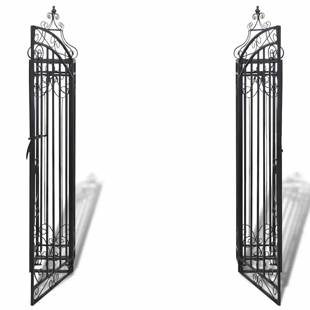 Ornamental Wrought Iron Garden Gate Black Outdoor Fencing Barrier 122x20.5x134cm
