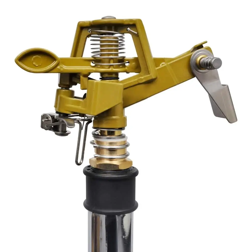 Impulse Sprinkler with Tripod Base Garden Watering Adjustable Spray Angles Silver